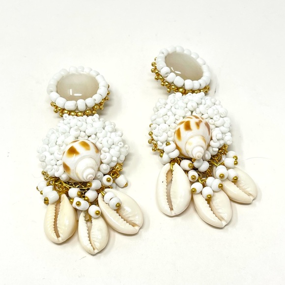 New Anthropologie Rock + Bone Alexi Clip On Shell Earrings Beach Coastal - Picture 4 of 8